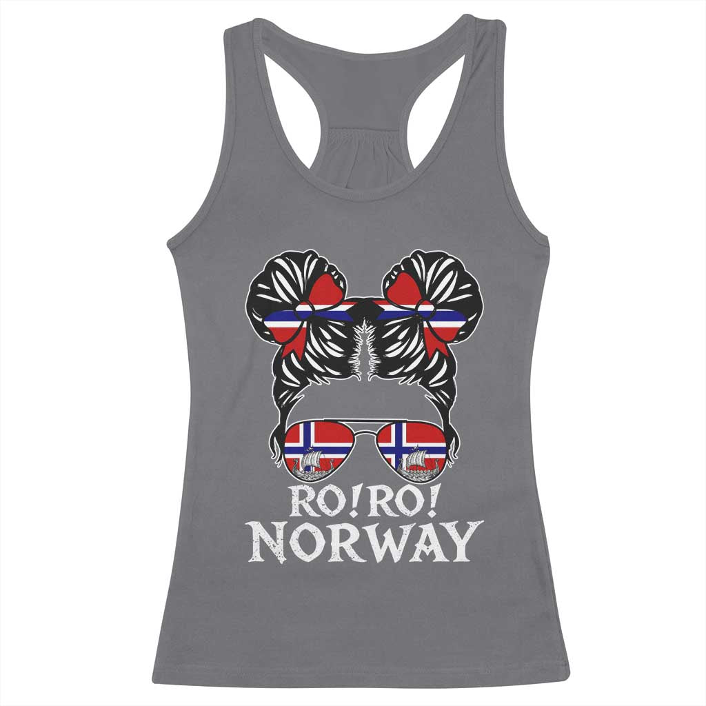 Ro Ro Norwegian Viking Ship Messy Bun Girl Racerback Tank Top