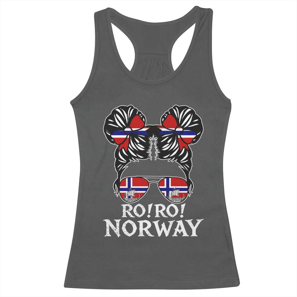 Ro Ro Norwegian Viking Ship Messy Bun Girl Racerback Tank Top