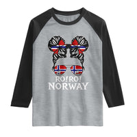 Ro Ro Norwegian Viking Ship Messy Bun Girl Raglan Shirt