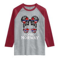 Ro Ro Norwegian Viking Ship Messy Bun Girl Raglan Shirt