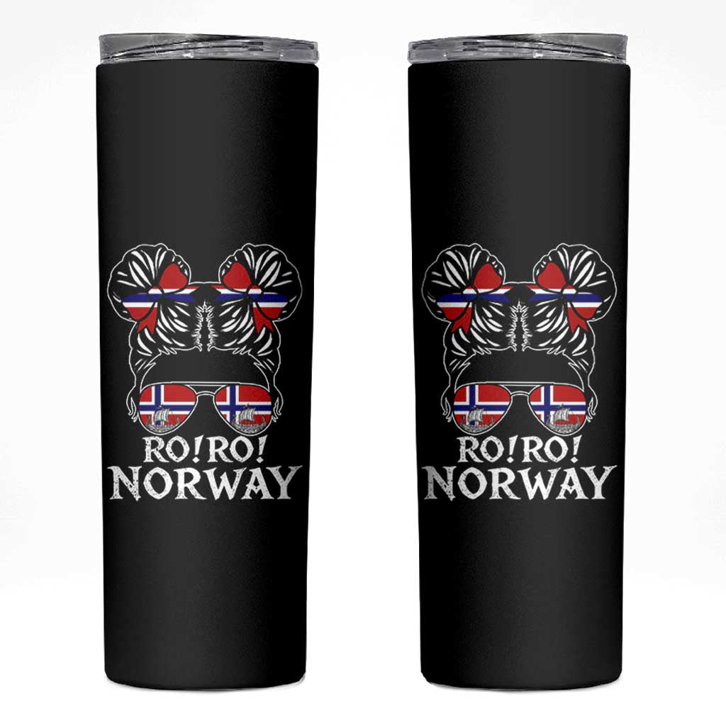 Ro Ro Norwegian Viking Ship Messy Bun Girl Skinny Tumbler