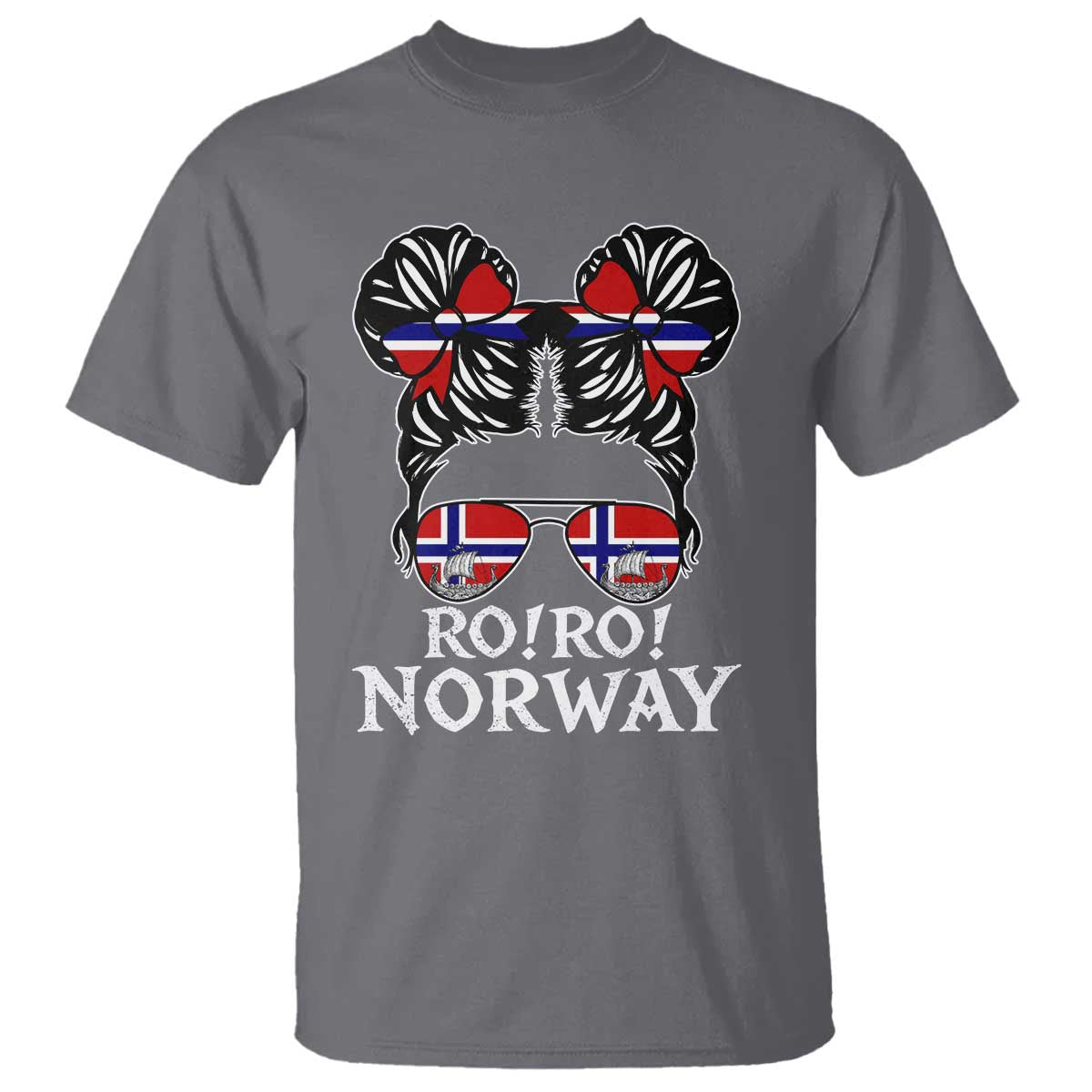 Ro Ro Norwegian Viking Ship Messy Bun Girl T Shirt