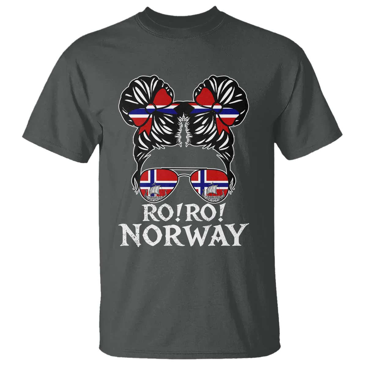 Ro Ro Norwegian Viking Ship Messy Bun Girl T Shirt