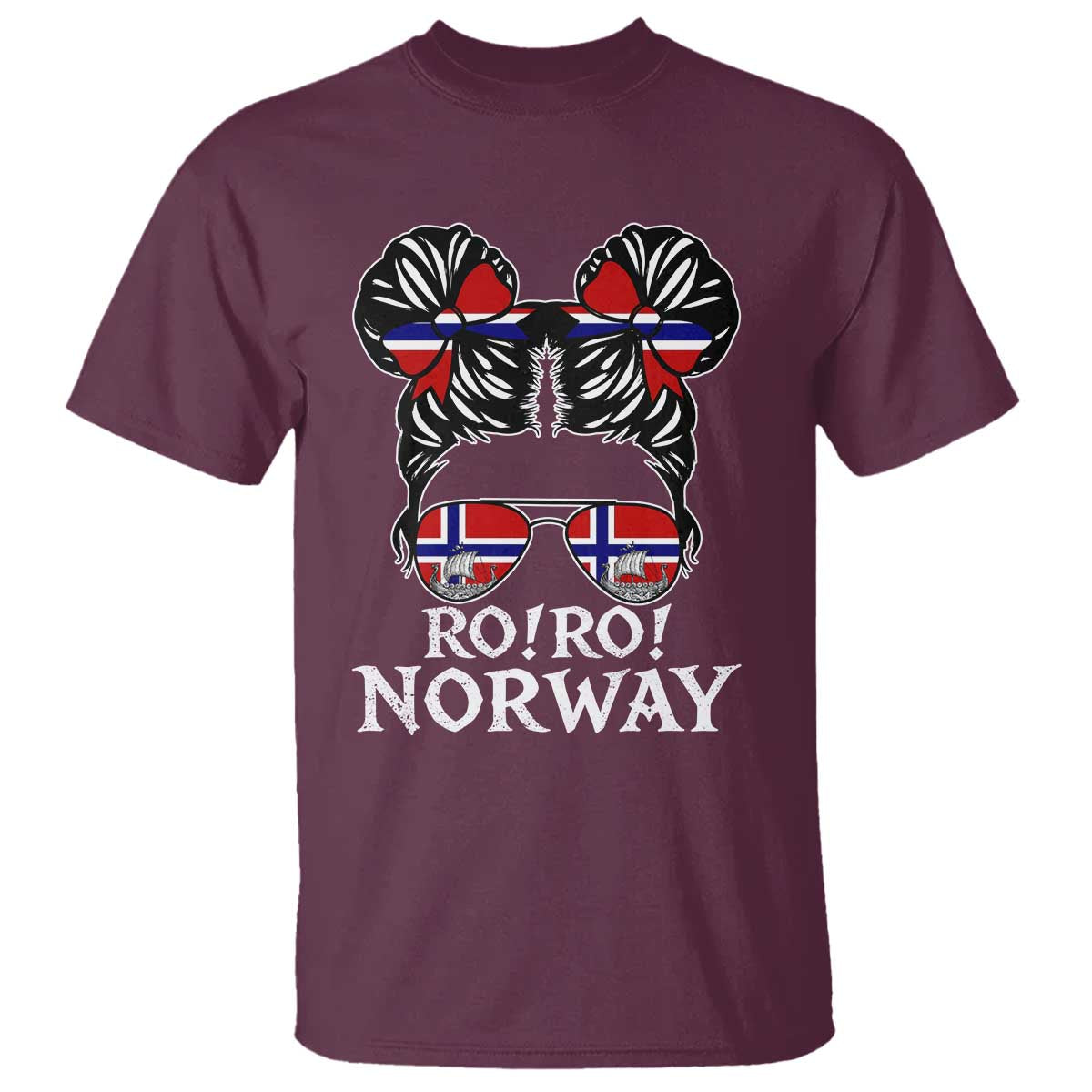 Ro Ro Norwegian Viking Ship Messy Bun Girl T Shirt