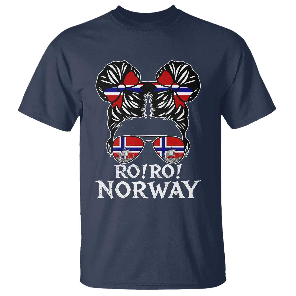Ro Ro Norwegian Viking Ship Messy Bun Girl T Shirt