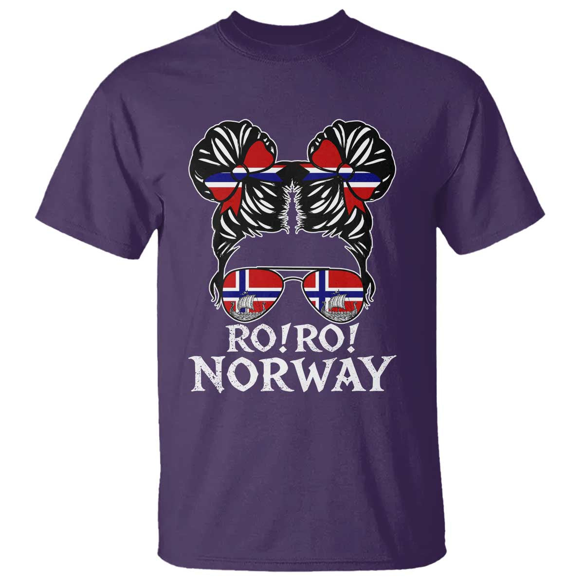 Ro Ro Norwegian Viking Ship Messy Bun Girl T Shirt