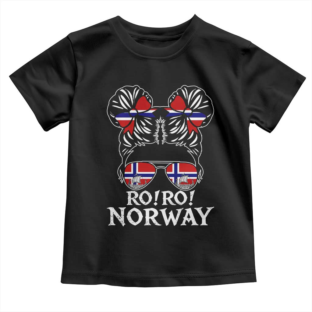 Ro Ro Norwegian Viking Ship Messy Bun Girl Toddler T Shirt