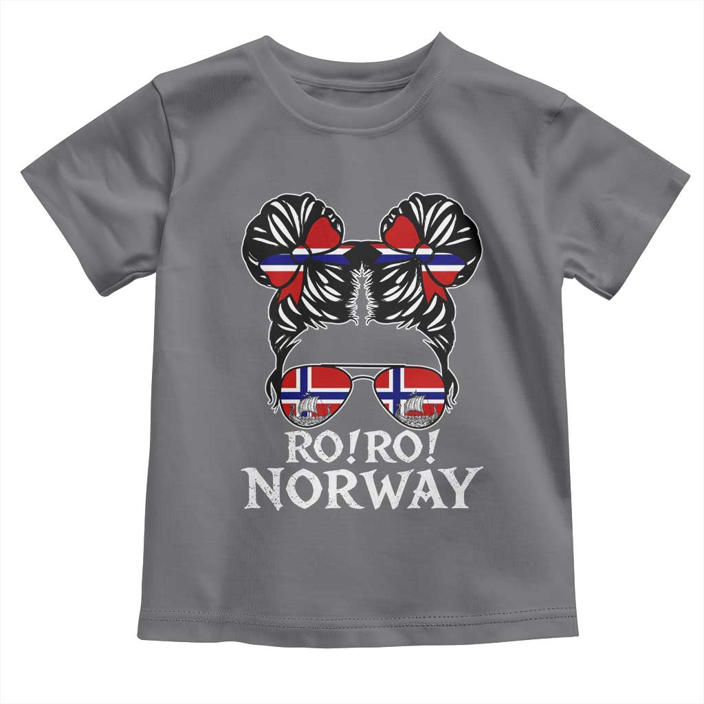 Ro Ro Norwegian Viking Ship Messy Bun Girl Toddler T Shirt