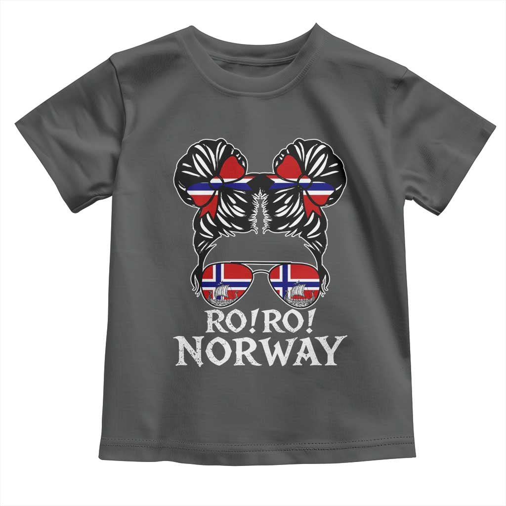 Ro Ro Norwegian Viking Ship Messy Bun Girl Toddler T Shirt