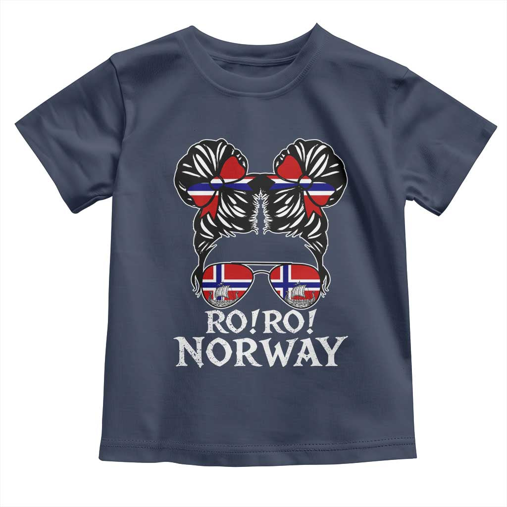Ro Ro Norwegian Viking Ship Messy Bun Girl Toddler T Shirt