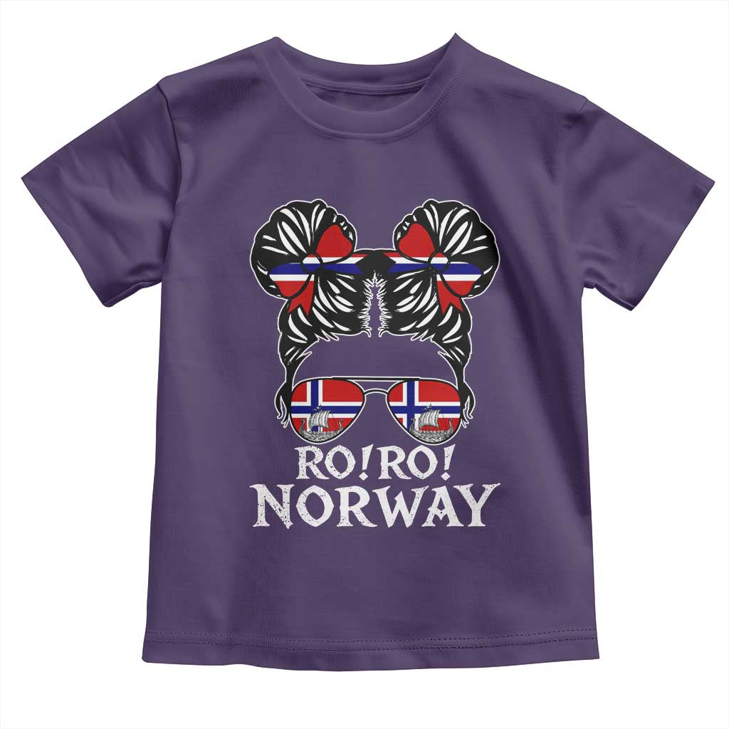 Ro Ro Norwegian Viking Ship Messy Bun Girl Toddler T Shirt