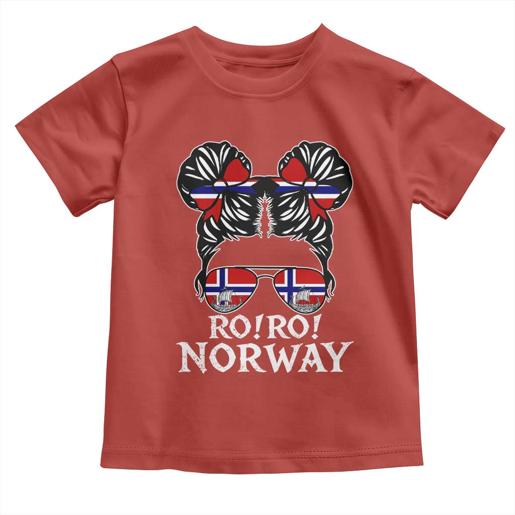 Ro Ro Norwegian Viking Ship Messy Bun Girl Toddler T Shirt