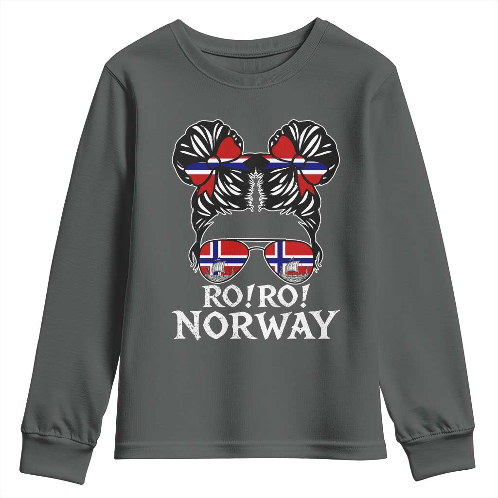 Ro Ro Norwegian Viking Ship Messy Bun Girl Youth Sweatshirt