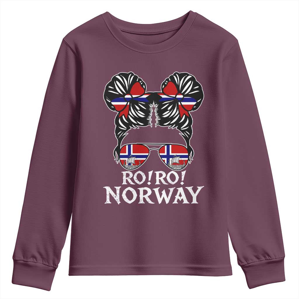Ro Ro Norwegian Viking Ship Messy Bun Girl Youth Sweatshirt