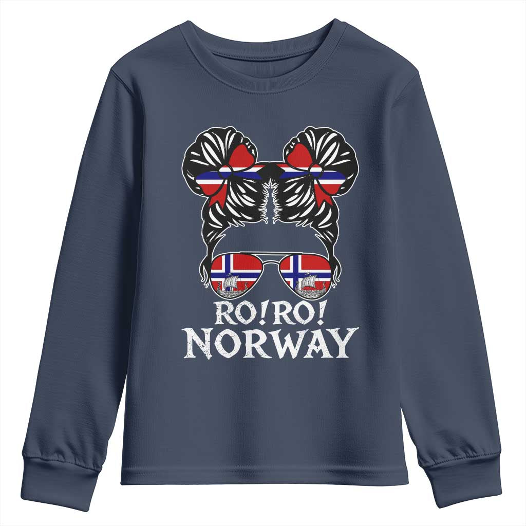 Ro Ro Norwegian Viking Ship Messy Bun Girl Youth Sweatshirt