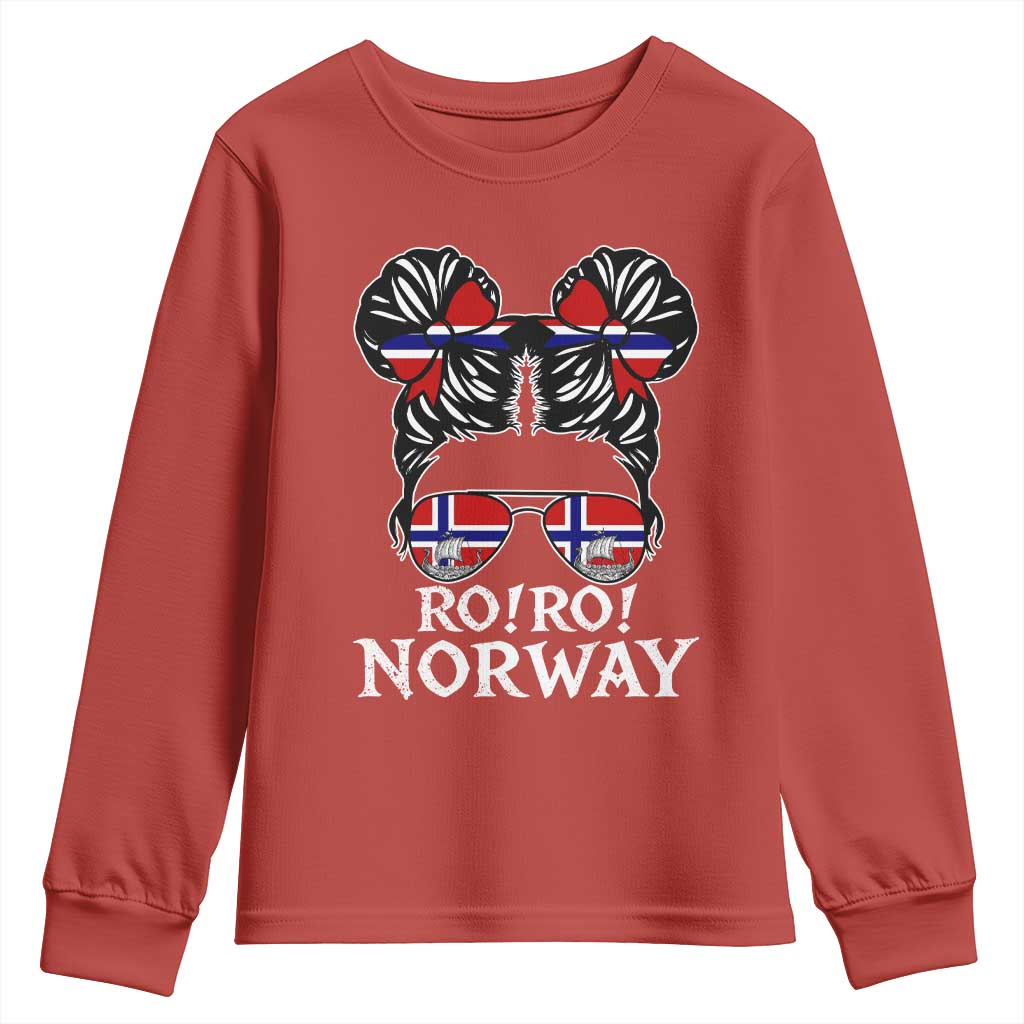 Ro Ro Norwegian Viking Ship Messy Bun Girl Youth Sweatshirt