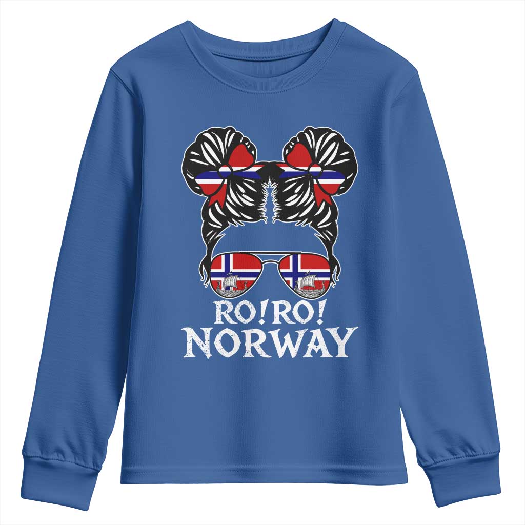 Ro Ro Norwegian Viking Ship Messy Bun Girl Youth Sweatshirt