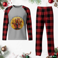 MMIW Red Hand Indigenous Native American Plaid Pajama Set Together We Stand In Remembrance - Wonder Print Shop