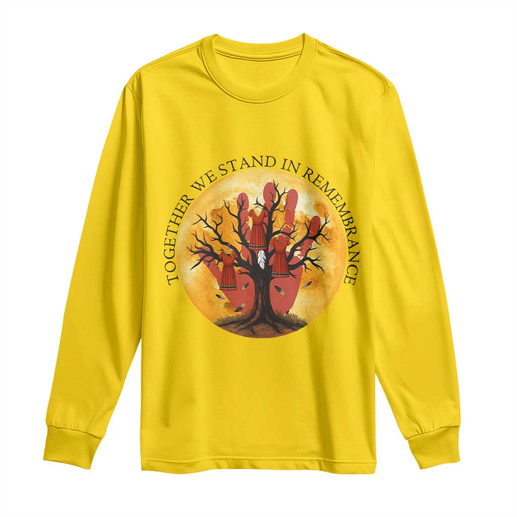 MMIW Red Hand Indigenous Native American Long Sleeve Shirt Together We Stand In Remembrance - Wonder Print Shop