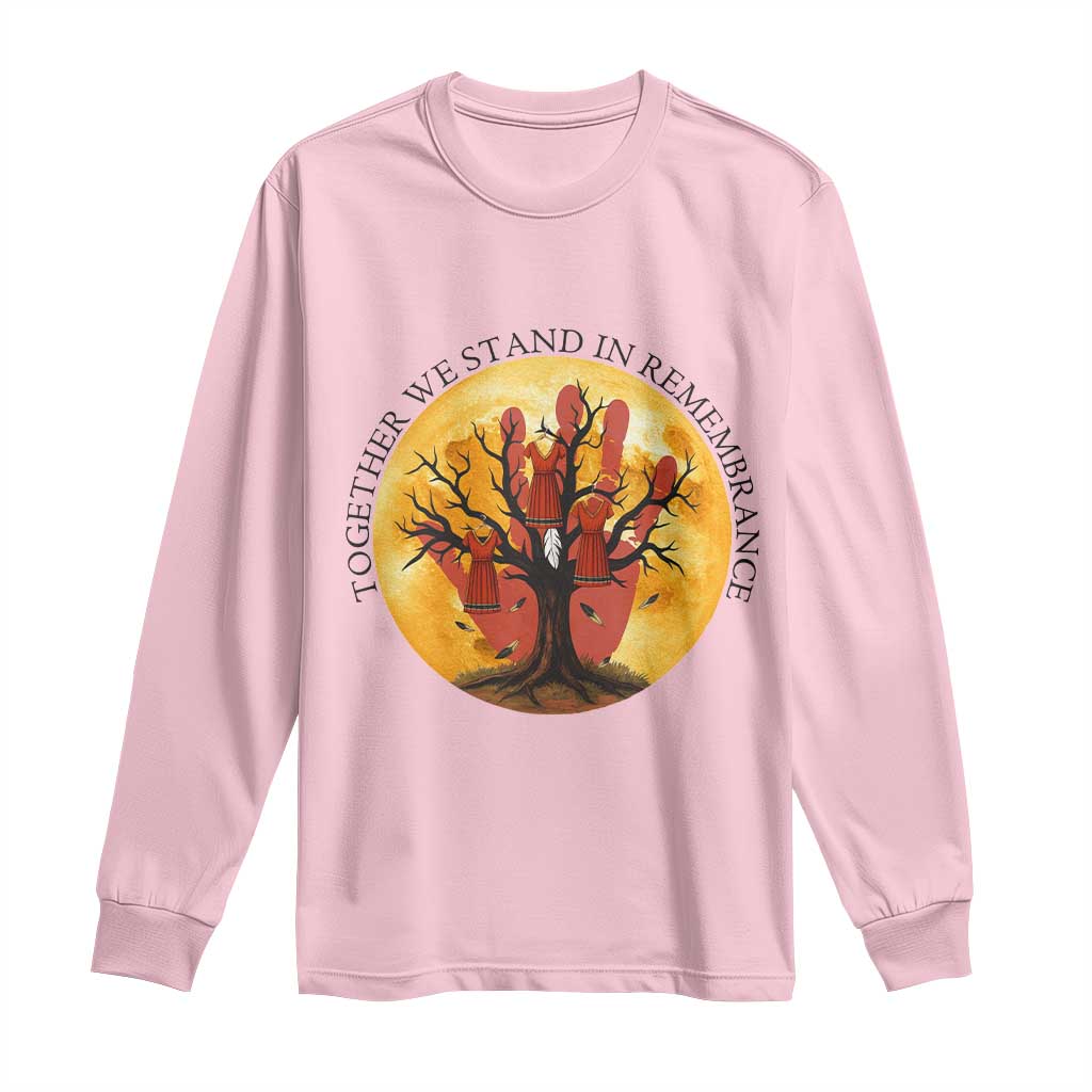 MMIW Red Hand Indigenous Native American Long Sleeve Shirt Together We Stand In Remembrance - Wonder Print Shop
