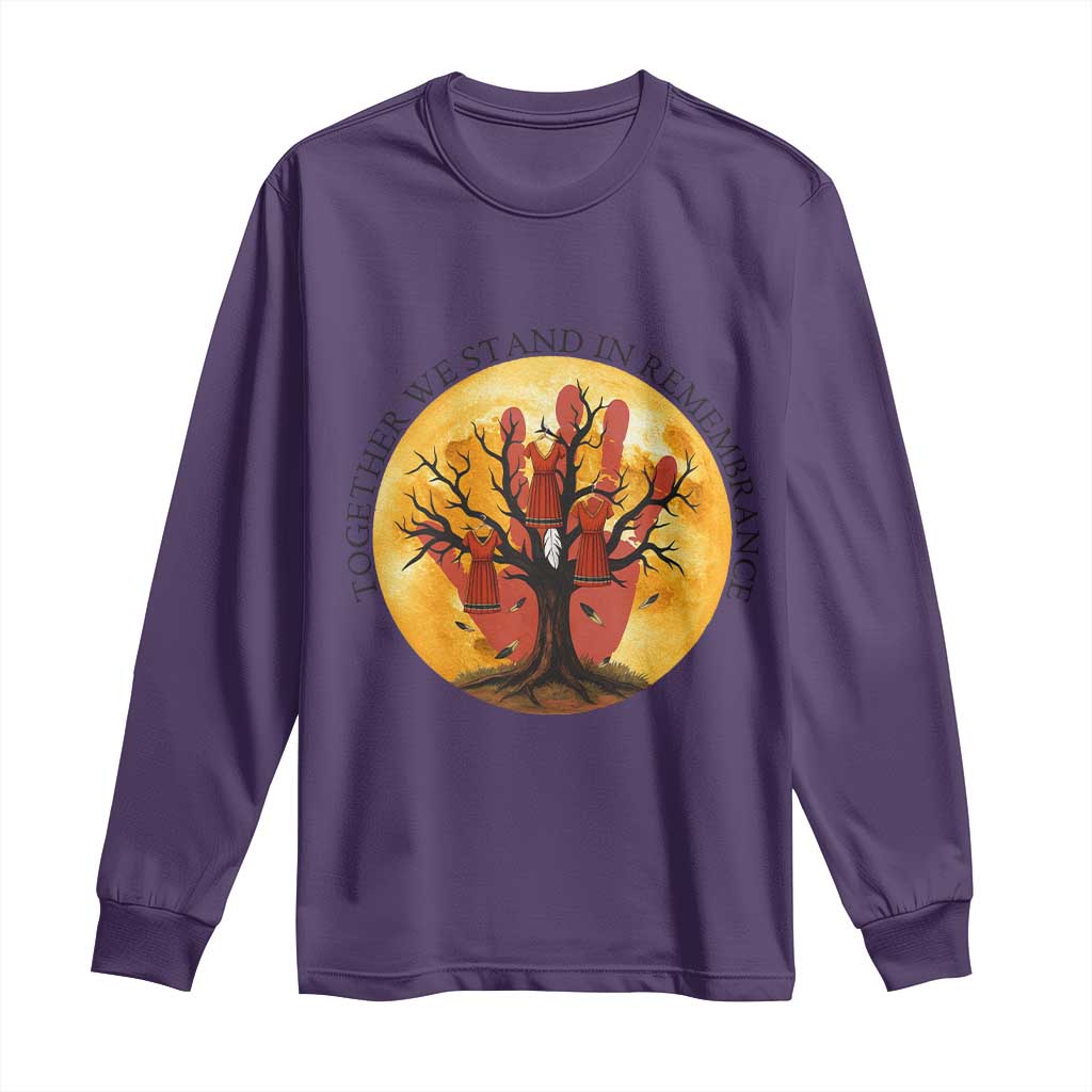 MMIW Red Hand Indigenous Native American Long Sleeve Shirt Together We Stand In Remembrance - Wonder Print Shop
