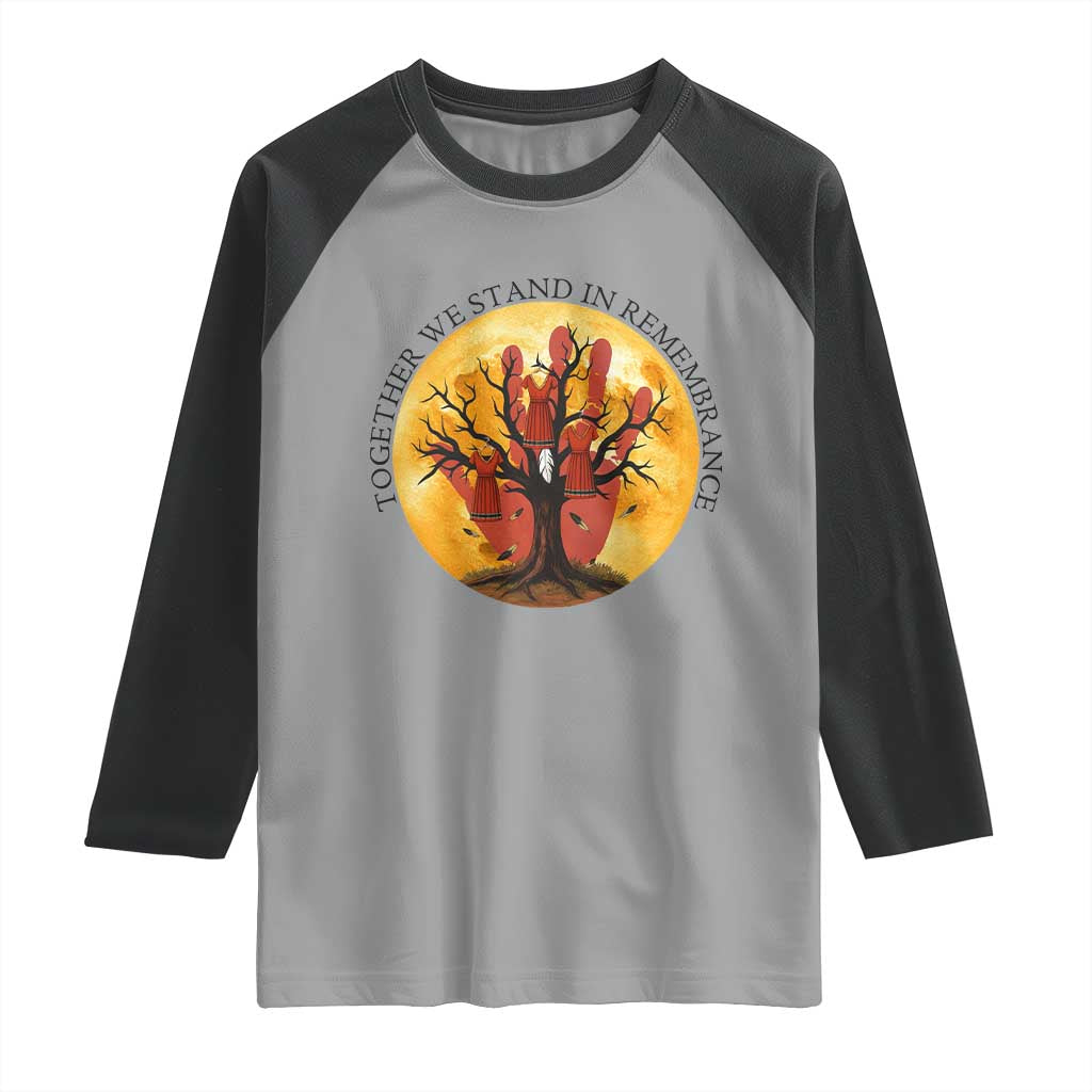 MMIW Red Hand Indigenous Native American Raglan Shirt Together We Stand In Remembrance - Wonder Print Shop
