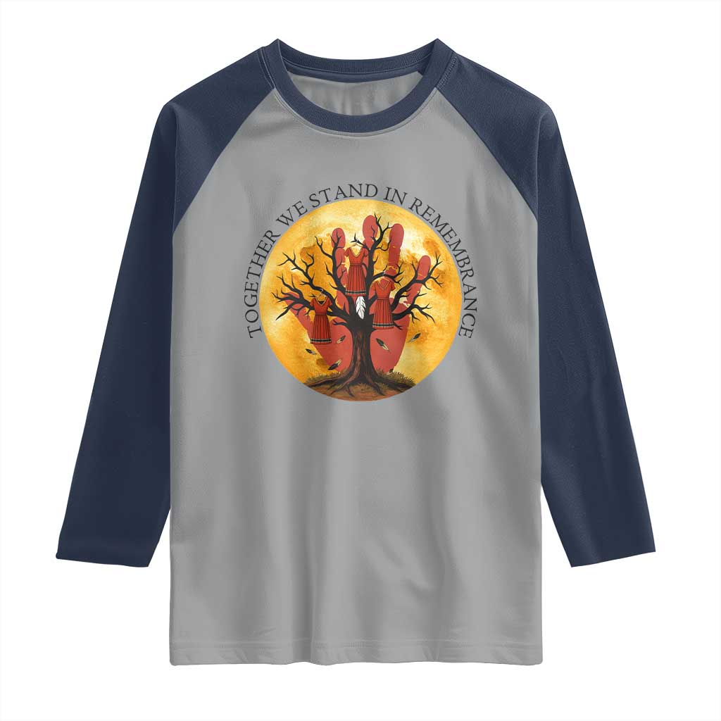 MMIW Red Hand Indigenous Native American Raglan Shirt Together We Stand In Remembrance - Wonder Print Shop