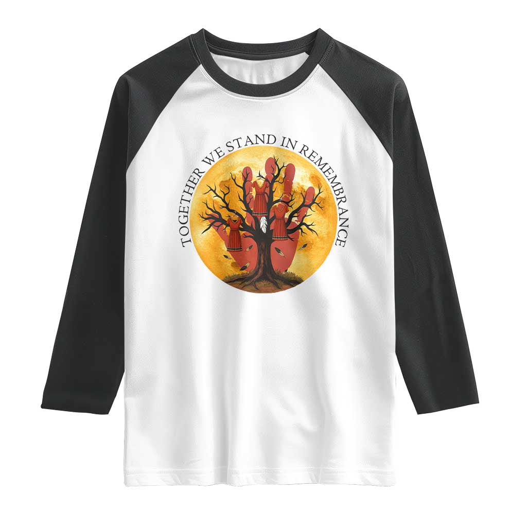 MMIW Red Hand Indigenous Native American Raglan Shirt Together We Stand In Remembrance - Wonder Print Shop