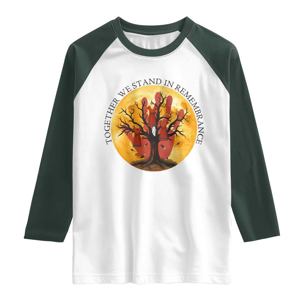 MMIW Red Hand Indigenous Native American Raglan Shirt Together We Stand In Remembrance - Wonder Print Shop