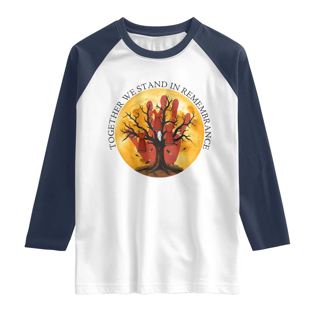 MMIW Red Hand Indigenous Native American Raglan Shirt Together We Stand In Remembrance - Wonder Print Shop