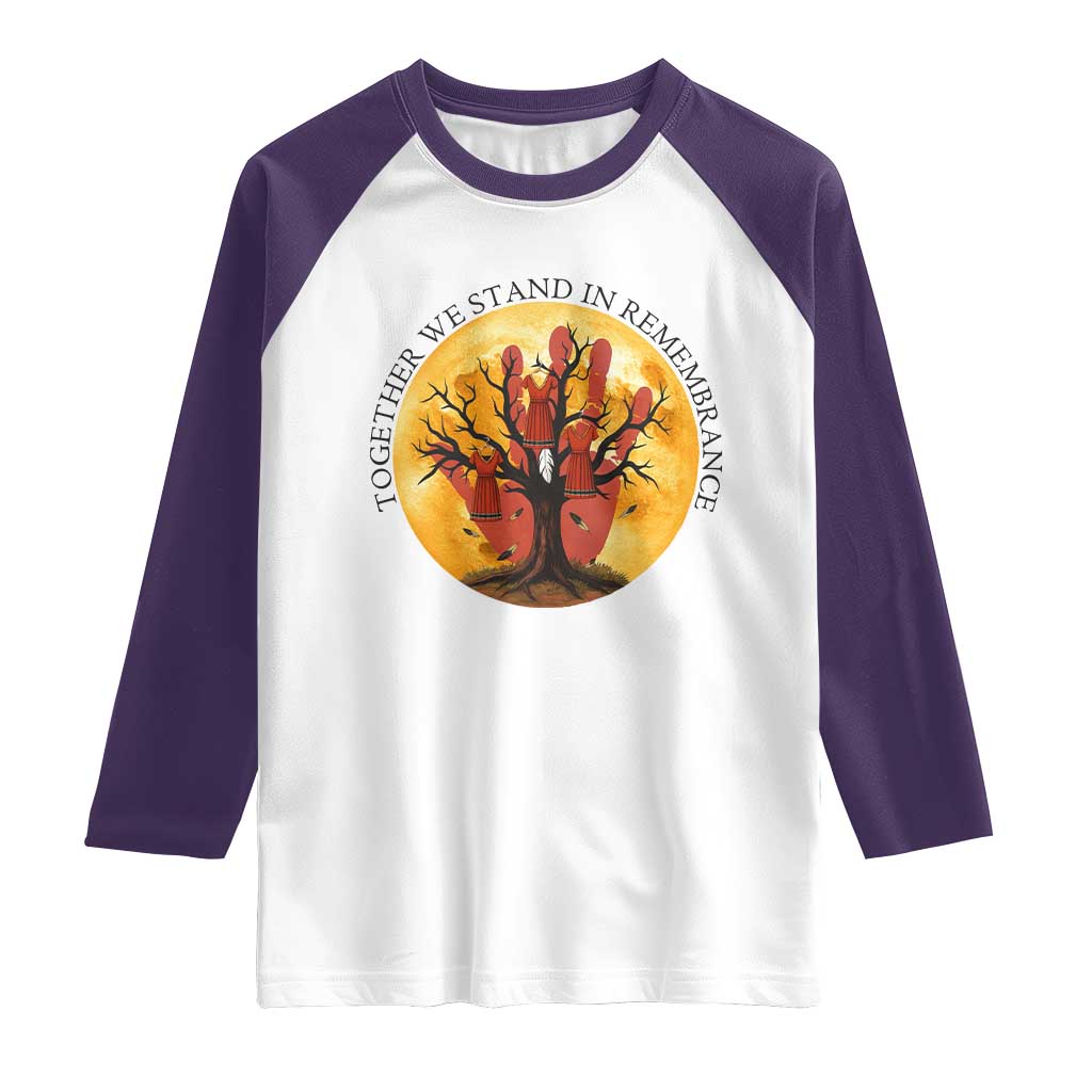 MMIW Red Hand Indigenous Native American Raglan Shirt Together We Stand In Remembrance - Wonder Print Shop
