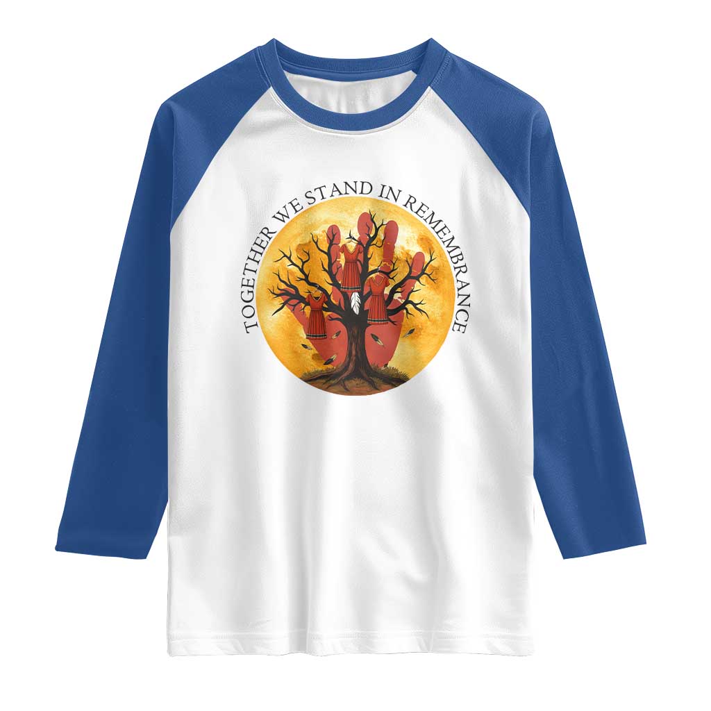 MMIW Red Hand Indigenous Native American Raglan Shirt Together We Stand In Remembrance - Wonder Print Shop
