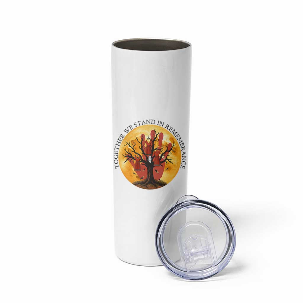 MMIW Red Hand Indigenous Native American Skinny Tumbler Together We Stand In Remembrance