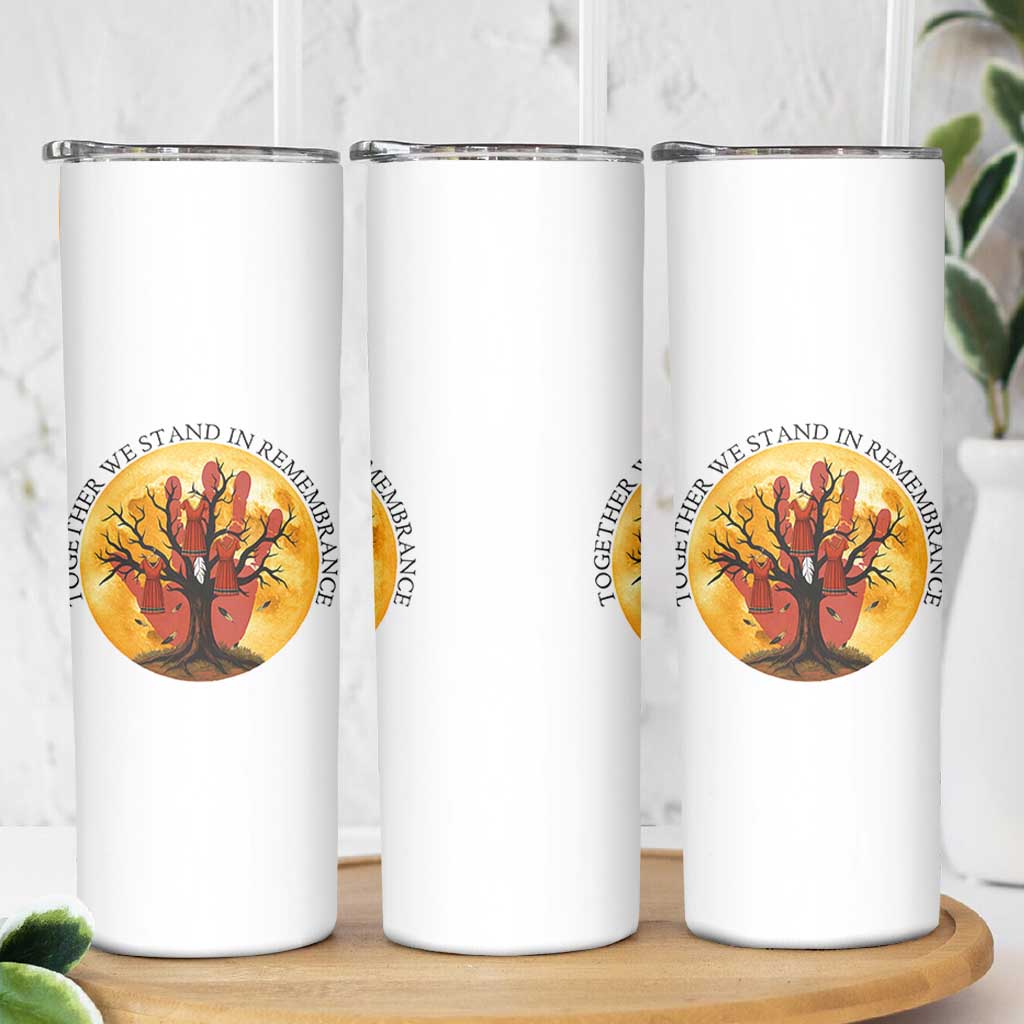 MMIW Red Hand Indigenous Native American Skinny Tumbler Together We Stand In Remembrance