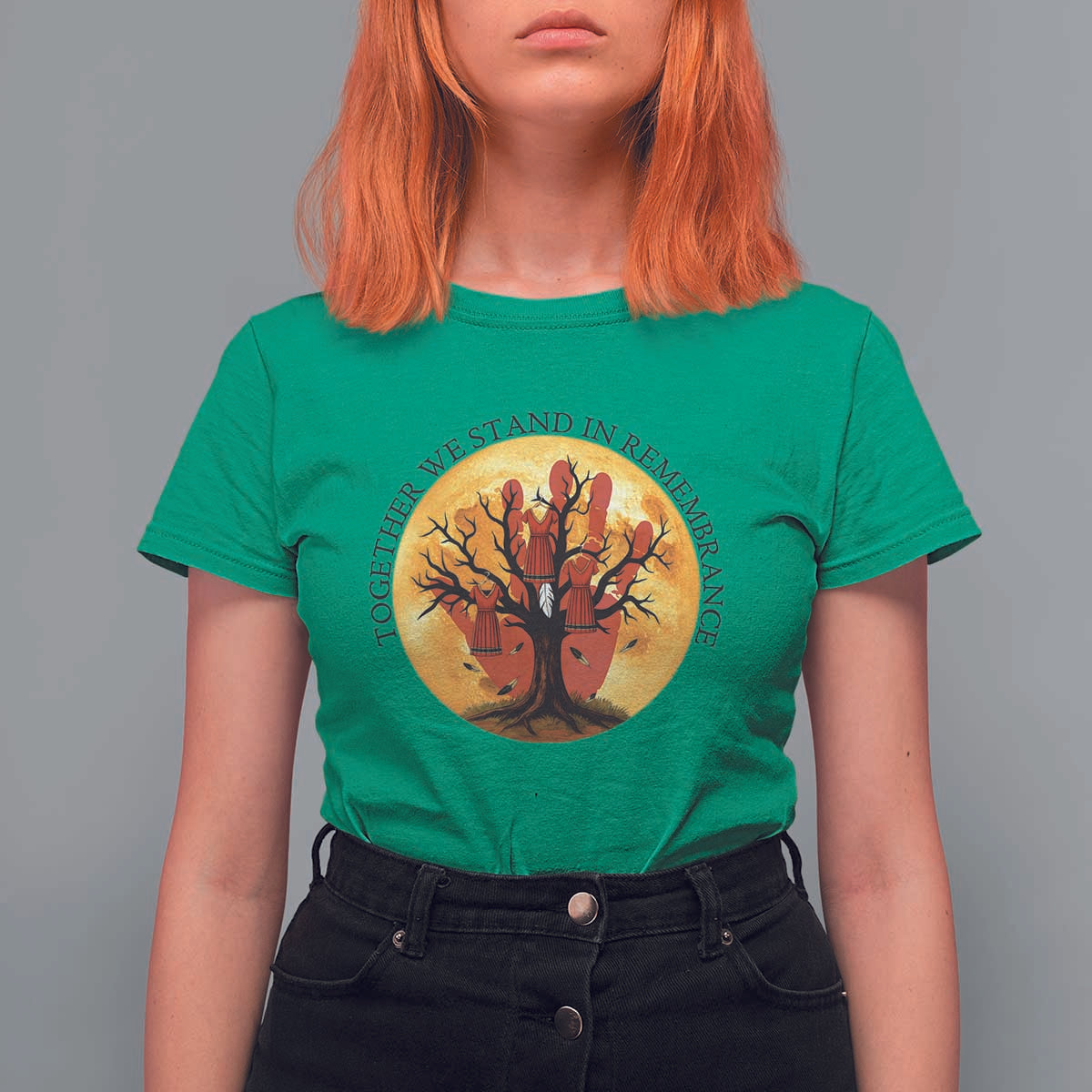 MMIW Red Hand Indigenous Native American T Shirt For Women Together We Stand In Remembrance - Wonder Print Shop