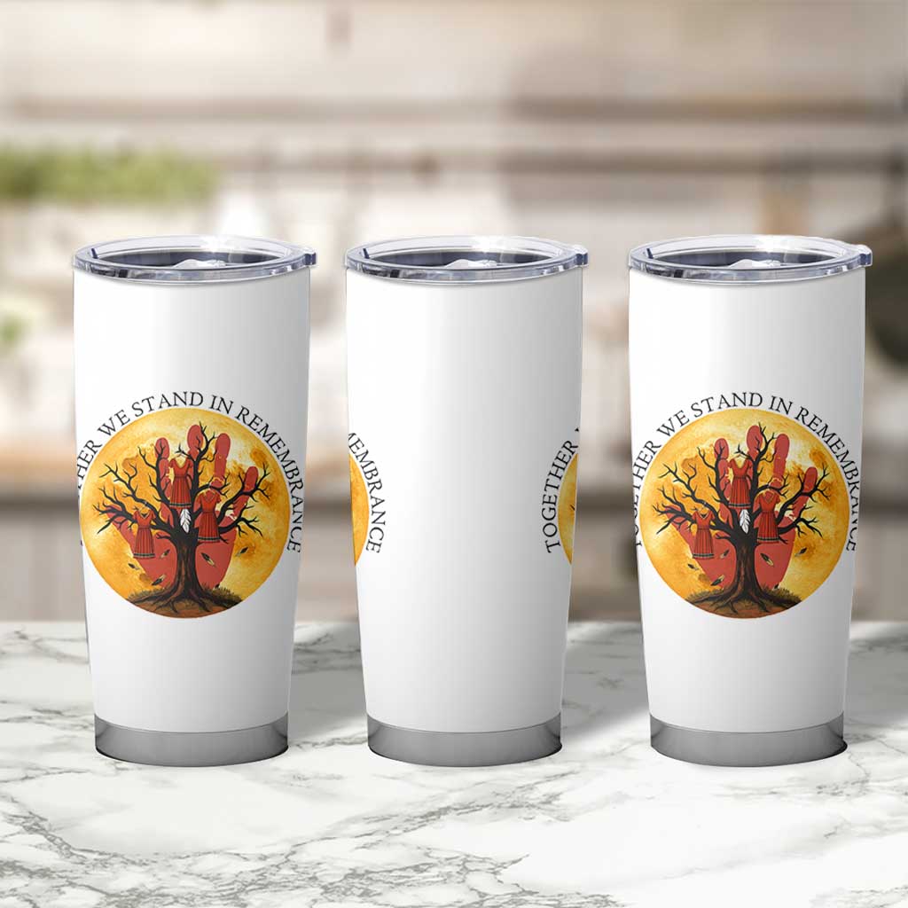 MMIW Red Hand Indigenous Native American Tumbler Cup Together We Stand In Remembrance