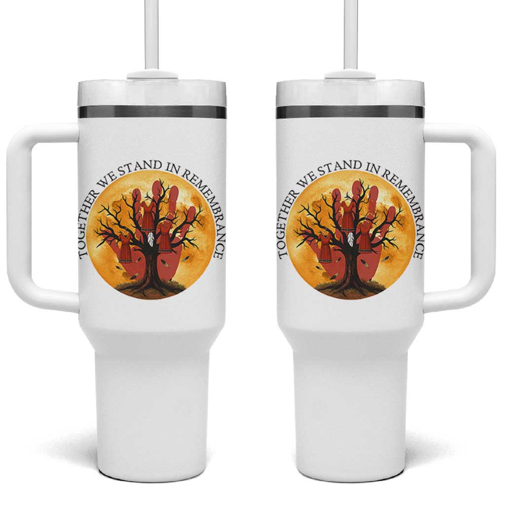 MMIW Red Hand Indigenous Native American Tumbler With Handle Together We Stand In Remembrance