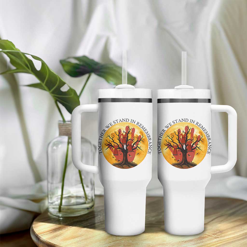 MMIW Red Hand Indigenous Native American Tumbler With Handle Together We Stand In Remembrance