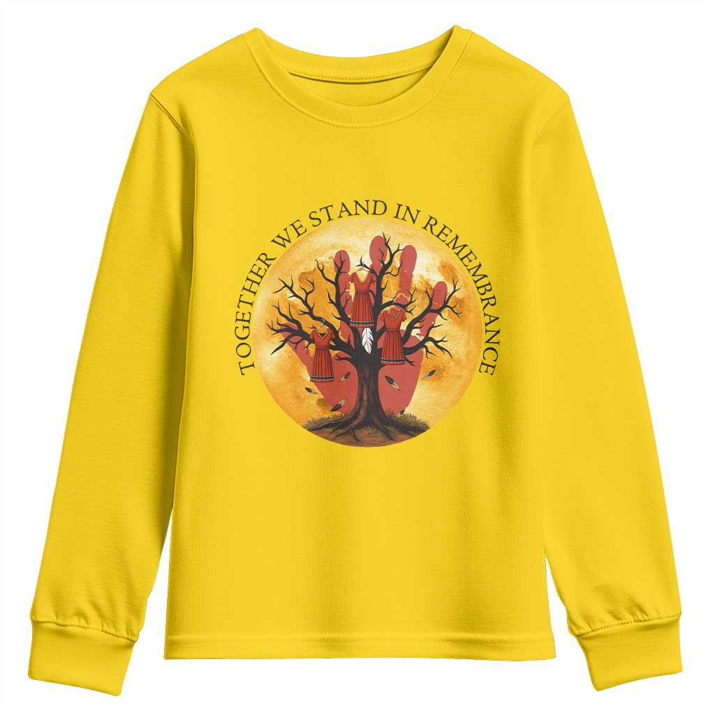 MMIW Red Hand Indigenous Native American Youth Sweatshirt Together We Stand In Remembrance - Wonder Print Shop