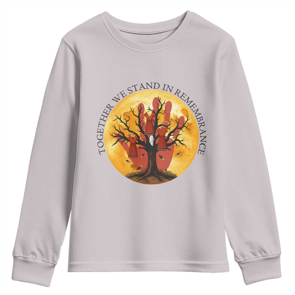 MMIW Red Hand Indigenous Native American Youth Sweatshirt Together We Stand In Remembrance - Wonder Print Shop