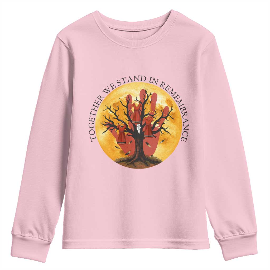 MMIW Red Hand Indigenous Native American Youth Sweatshirt Together We Stand In Remembrance - Wonder Print Shop