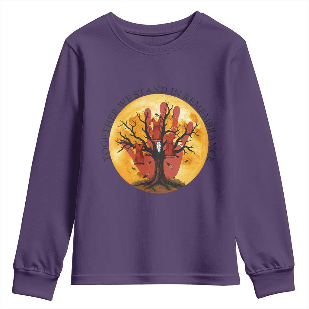 MMIW Red Hand Indigenous Native American Youth Sweatshirt Together We Stand In Remembrance - Wonder Print Shop