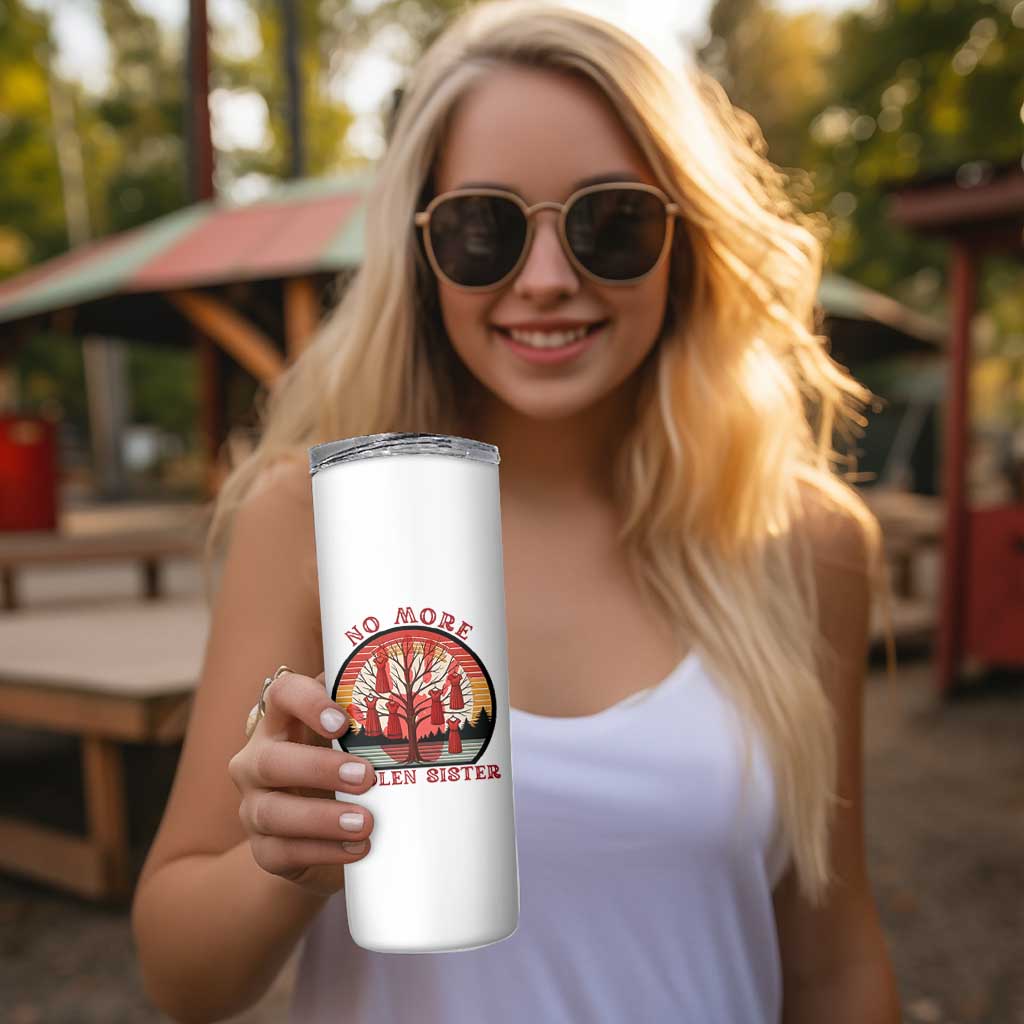 No More Stolen Sister Skinny Tumbler Red Hand MMIW Awareness America Native