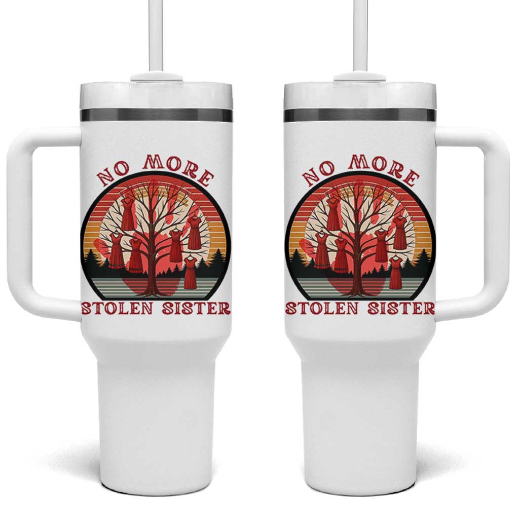 No More Stolen Sister Tumbler With Handle Red Hand MMIW Awareness America Native