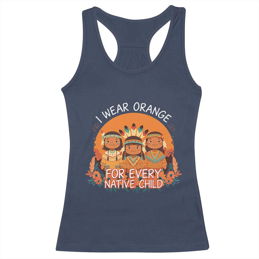 Native American Child Racerback Tank Top I Wear Orange For Every Native Child - Wonder Print Shop
