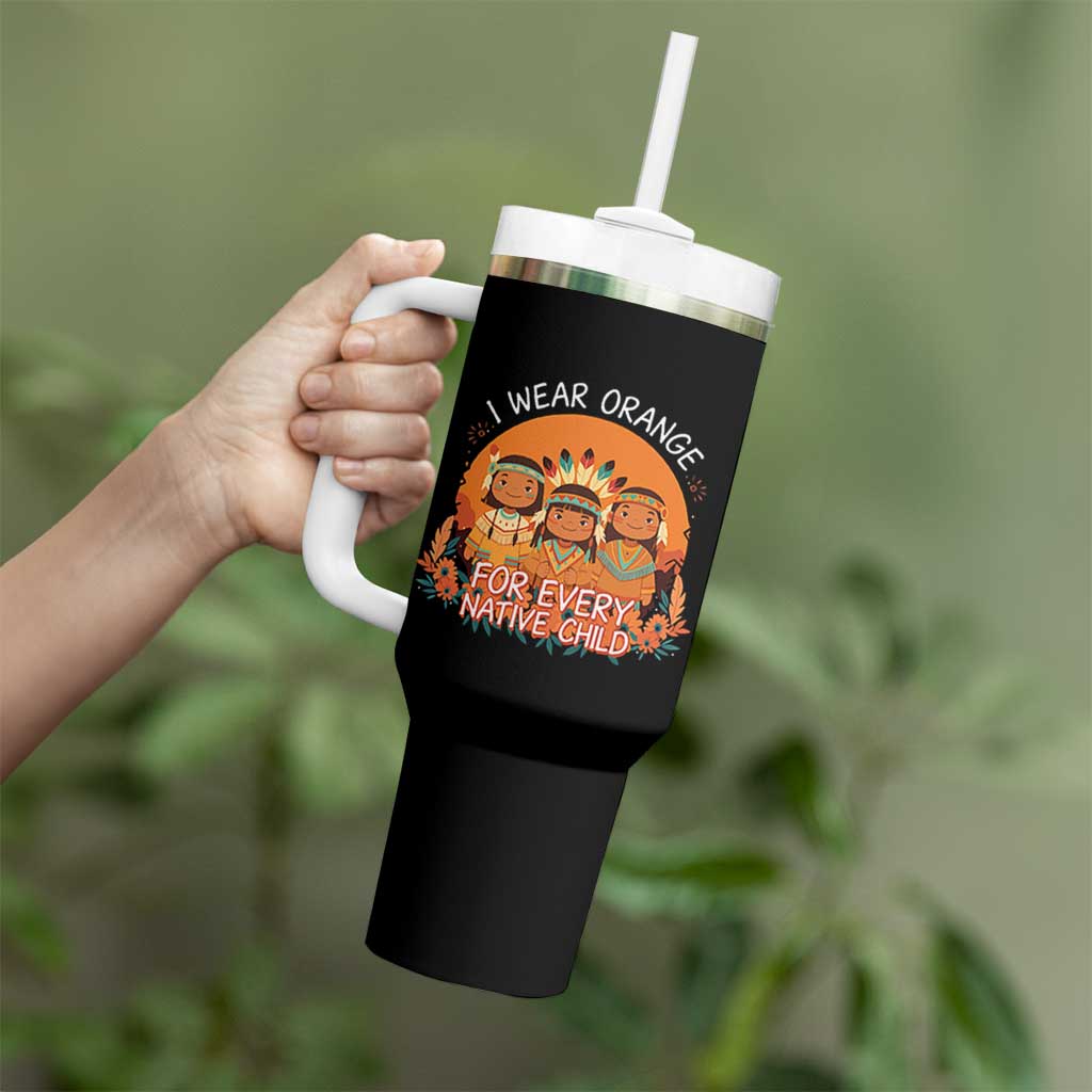 Native American Child Tumbler With Handle I Wear Orange For Every Native Child