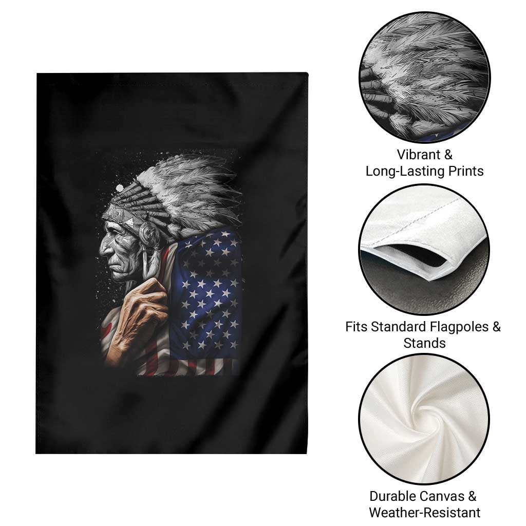 Indian Chief Native American USA Flag Garden Flag - Wonder Print Shop