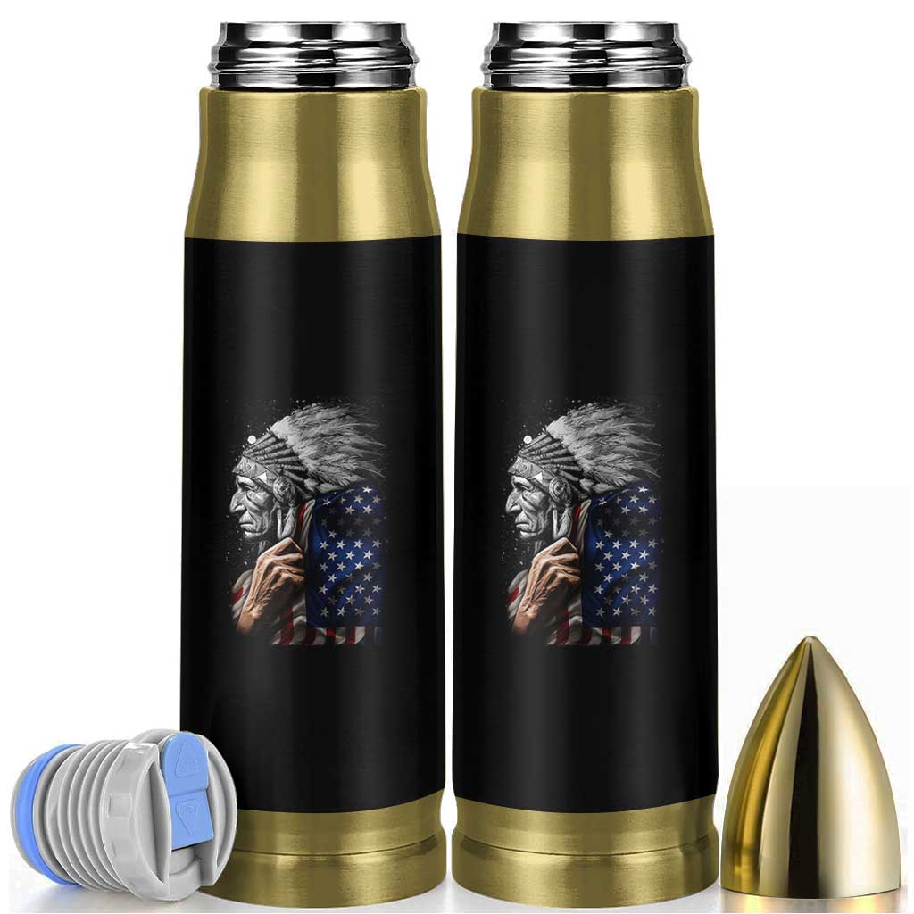 Indian Chief Native American USA Flag Bullet Tumbler
