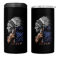 Indian Chief Native American USA Flag 4 in 1 Can Cooler Tumbler