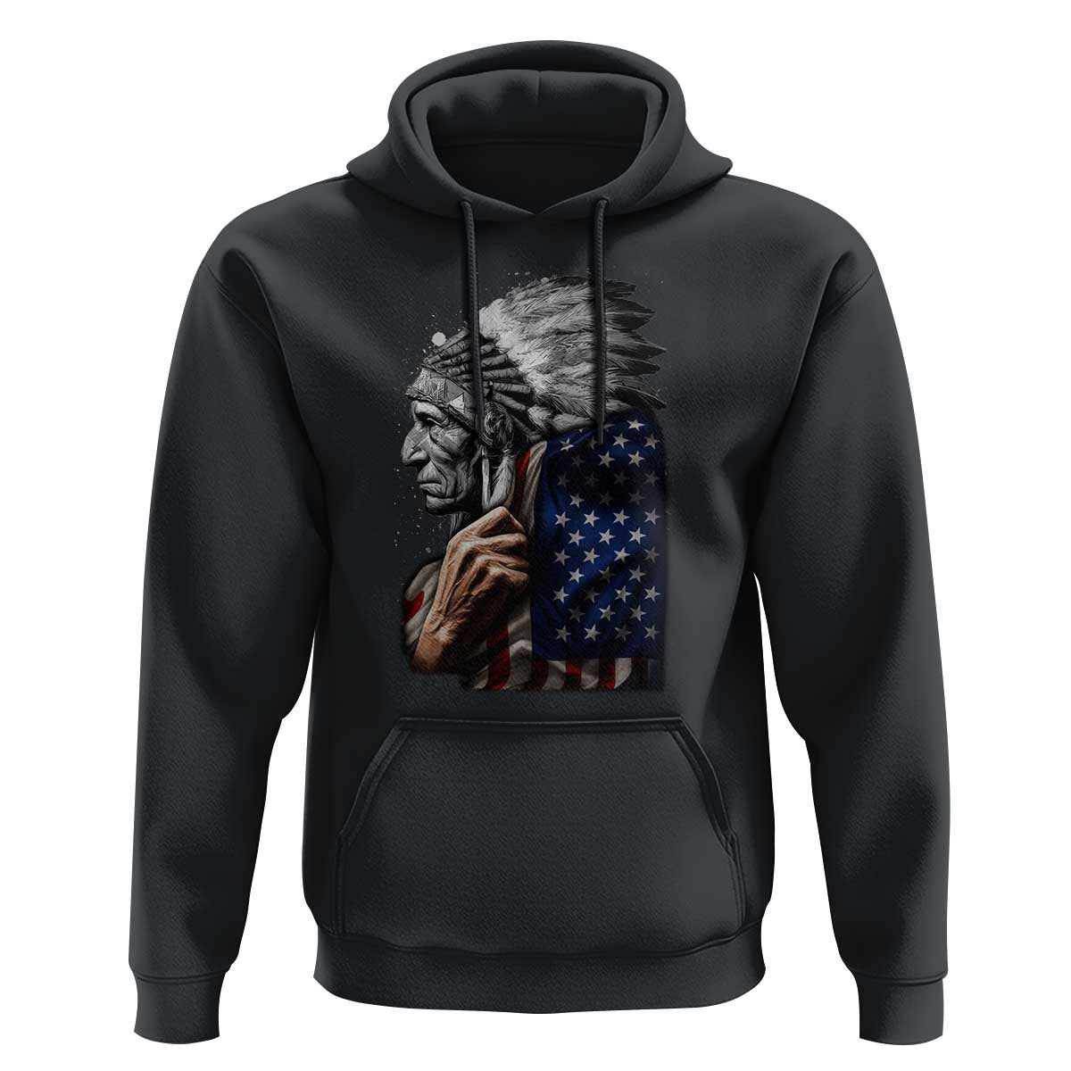 Indian Chief Native American USA Flag Hoodie - Wonder Print Shop